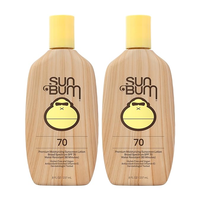 Sun Bum Original SPF 70 Sunscreen Lotion | Vegan and Hawaii 104 Act Compliant (Octinoxate & Oxybenzone Free) Broad Spectrum Moisturizing UVA/UVB Sunscreen with Vitamin E | 8 oz (Pack of 2)-GlimoraGlow