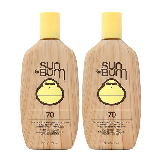 Sun Bum Original SPF 70 Sunscreen Lotion | Vegan and Hawaii 104 Act Compliant (Octinoxate & Oxybenzone Free) Broad Spectrum Moisturizing UVA/UVB Sunscreen with Vitamin E | 8 oz (Pack of 2)-GlimoraGlow