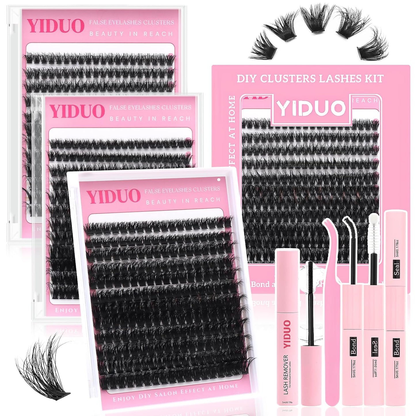 D Curl Volume Fake Eyelashes Lashes Cluster Kit Wispy Faux Mink Lashes 696Pcs Bulk Packs, DIY Individual Eyelash Extensions Wholesale Combo Pack with Glue|Tweezers|Removers-GlimoraGlow