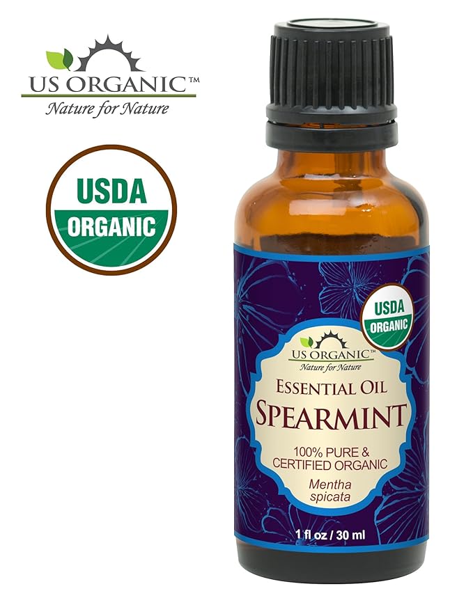 US Organic 100% Pure Spearmint Essential Oil - USDA Certified Organic, Steam Distilled - W/Euro droppers (More Size Variations Available) (30 ml / 1 fl oz)-GlimoraGlow