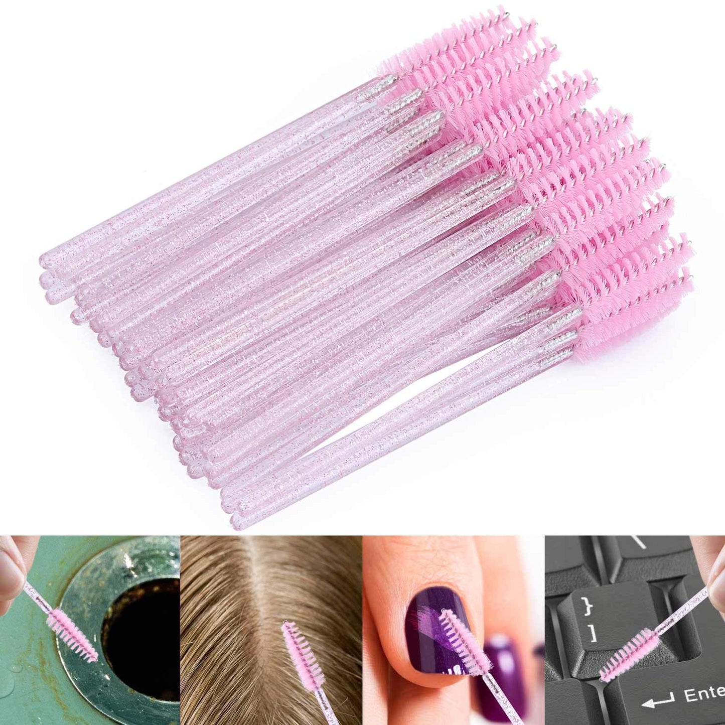 Tbestmax 1000 Disposable Mascara Wands Eyelash Brush Spoolies for Eyebrow Eye Lash Extension Pink-GlimoraGlow