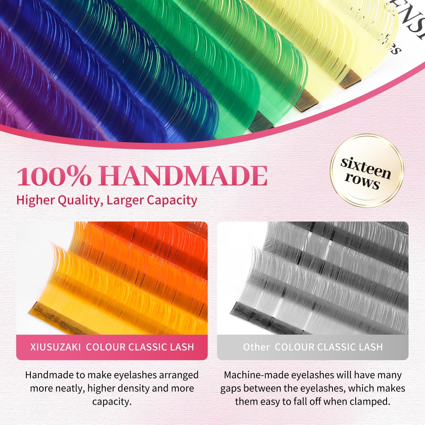 Eyelash Extensions Colored Lashes Extension 0.07 C Curl Lashes 9mm Classic Lash Extensions Soft Individual Lashes 16 Rows Natural False Eyelashes Volume Lashes Professional Use(Colored,0.07-C,9mm)-GlimoraGlow