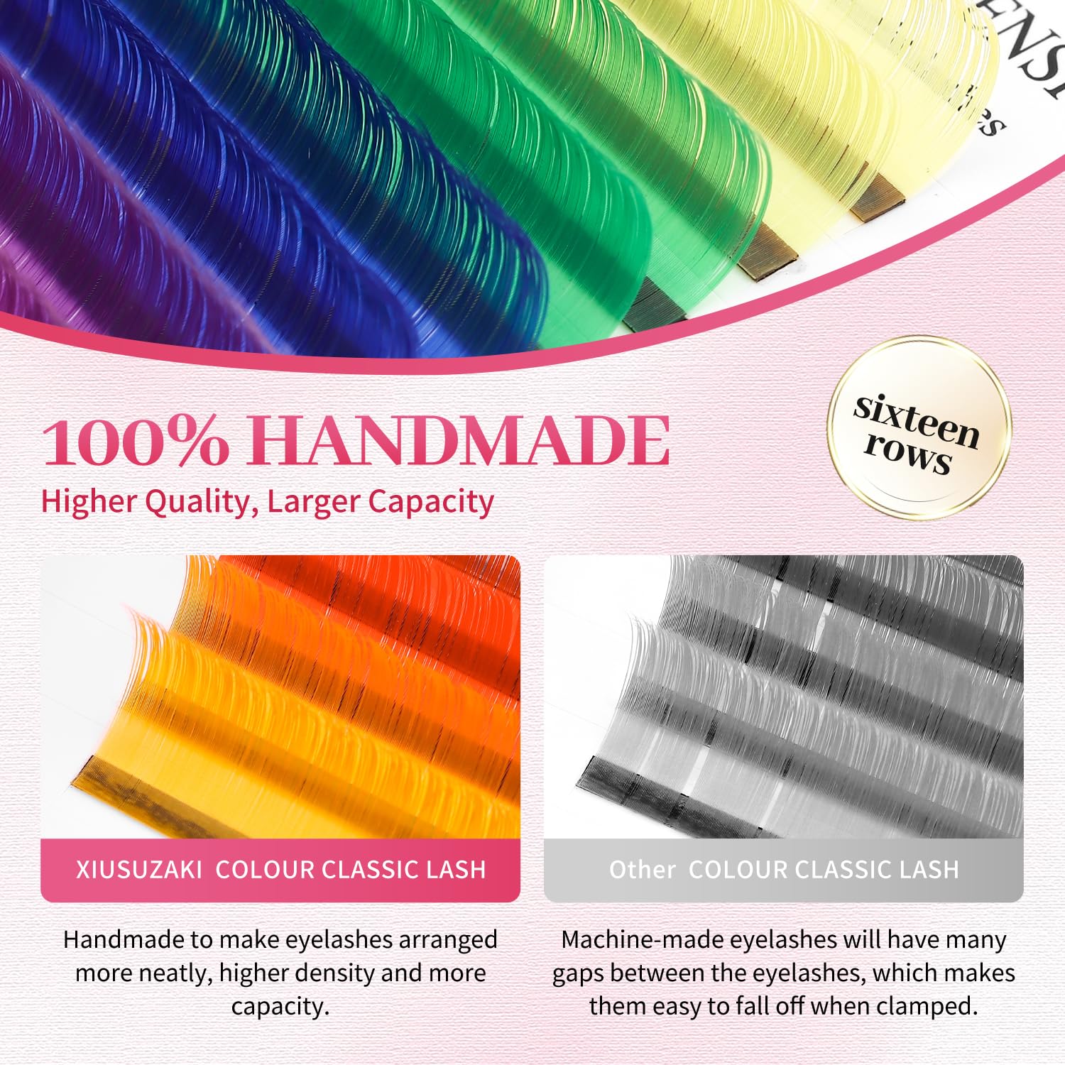 Eyelash Extensions Colored Lashes Extension 0.07 C Curl Lashes 9mm Classic Lash Extensions Soft Individual Lashes 16 Rows Natural False Eyelashes Volume Lashes Professional Use(Colored,0.07-C,9mm)-GlimoraGlow