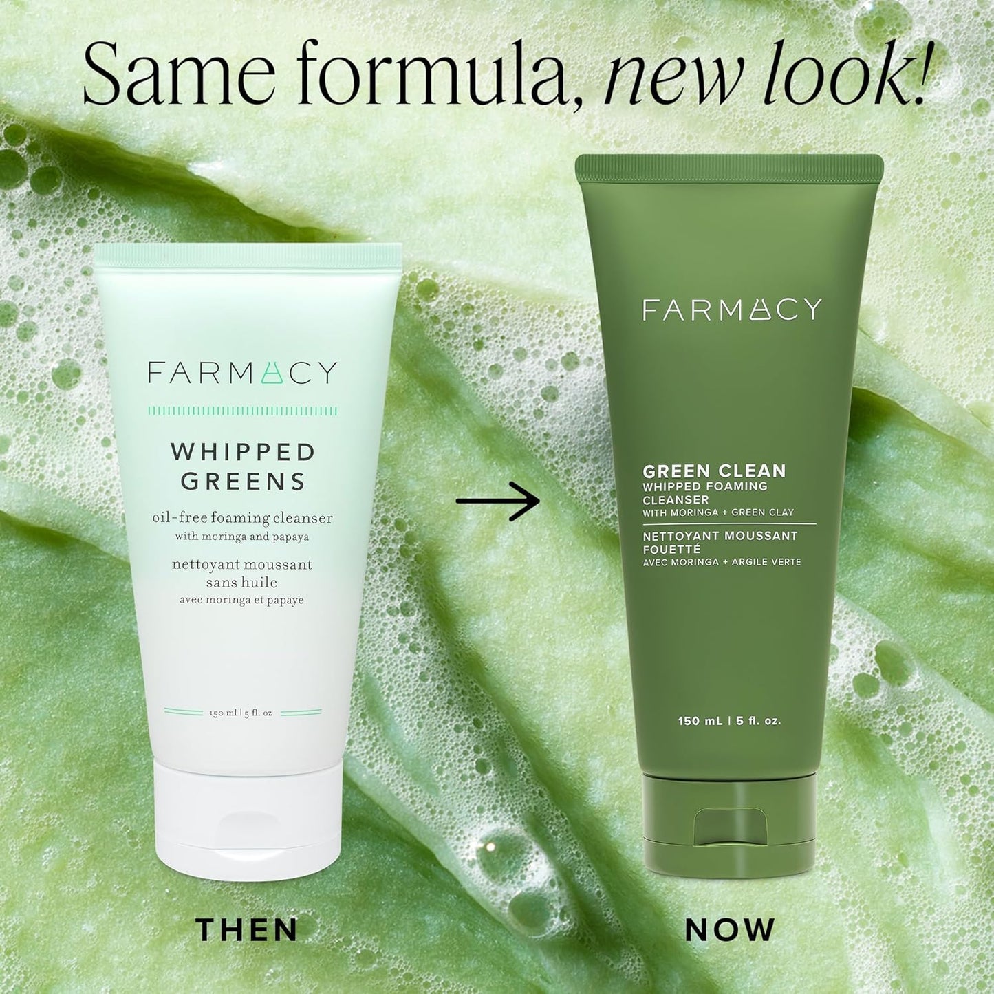 Farmacy Foaming Face Wash for Oily Skin - Whipped Greens Oil-Free Gentle Facial Cleanser & Exfoliator - Infused with Green Clay to Remove Impurities, Control Oil & Maintain Skin Hydration (50ml)-GlimoraGlow