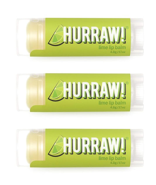 Hurraw! Lime Lip Balm, 3 Pack: Organic, Certified Vegan, Cruelty and Gluten Free. Non-GMO, 100% Natural Ingredients. Bee, Shea, Soy and Palm Free. Made in USA-GlimoraGlow