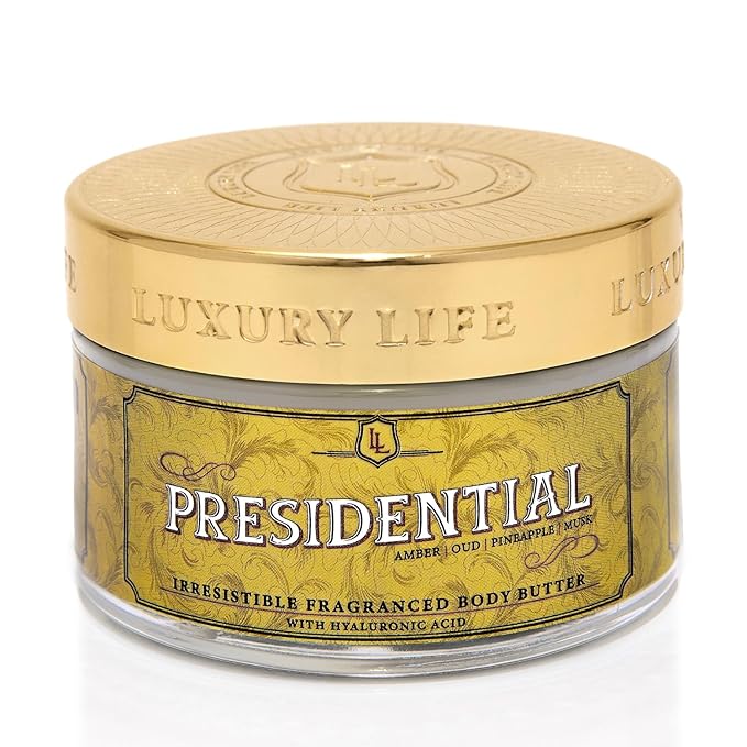 LUXURY LIFE BUTTER - Irresistibly Scented Body Butter with Hyaluronic Acid for Ultimate Moisture. Luxurious Natural Fragrance. Hydrates for a Non-Greasy Glamorous Glow, Presidential, 5 oz.-GlimoraGlow