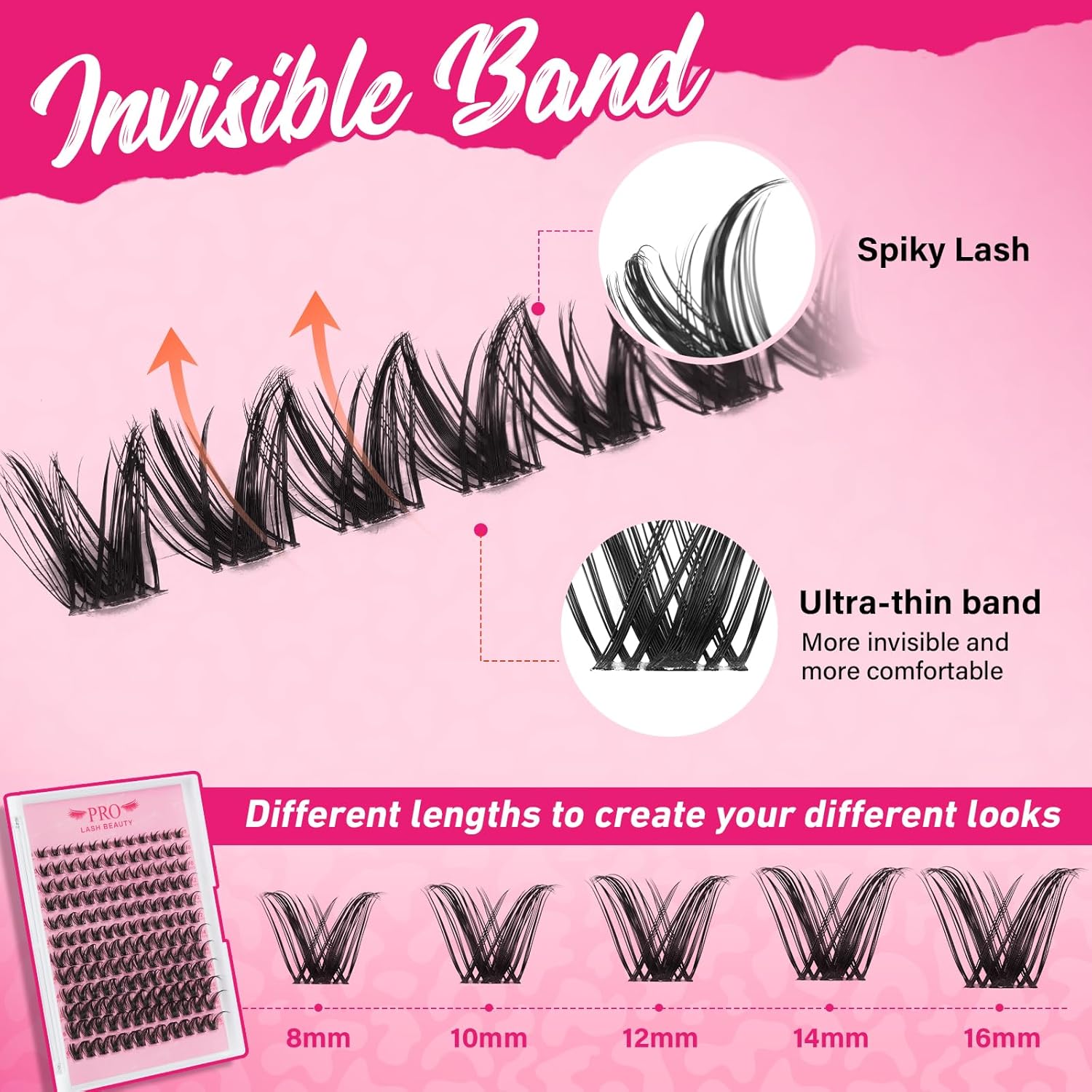 PRO LASHBEAUTY Manga Lash Clusters Kit with Lash Bond and Seal Eyelash Applictor Lash Remover DIY Lash Extension Kit for Beginner Waterproof Resuable Eyelash Extensions at Home (Sweety,8-16mix)-GlimoraGlow