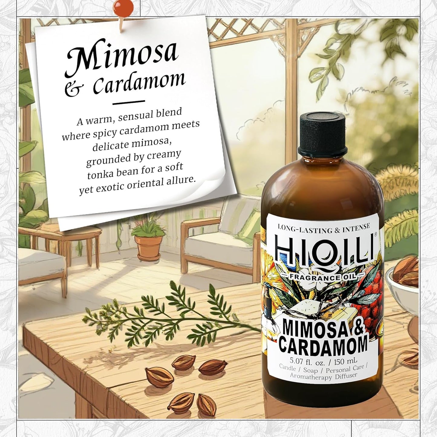 HIQILI Mimosa & Cardamom Fragrance Oil - 5.07 Fl Oz-GlimoraGlow