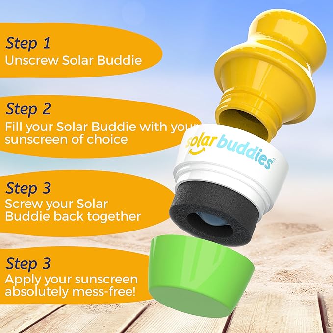Solar Buddies Sunscreen Applicator - Single Green - Refillable Roll on Sponge Sunscreen, Suncream & Lotion Applicator For Kids, Adults & Families - Holds 3.4fl oz, Perfect Size for Travel-GlimoraGlow