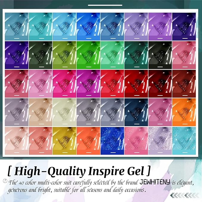 JEWHITENY 45 Pcs Gel Nail Polish Kit, Soak off Nail Lamp Gel Polish Starter Kit with 2pcs Glossy & Matte Top Coat and 2pcs Base Coat Gifts for Women-GlimoraGlow