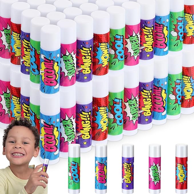 100 Pcs Hero Party Favors Lip Balms Bulk for Kids Birthday Party Moisturizing Lip Balm for Hero Themed Celebration Gifts Lip Care Products for Classroom Rewards Favor Party Supplies-GlimoraGlow