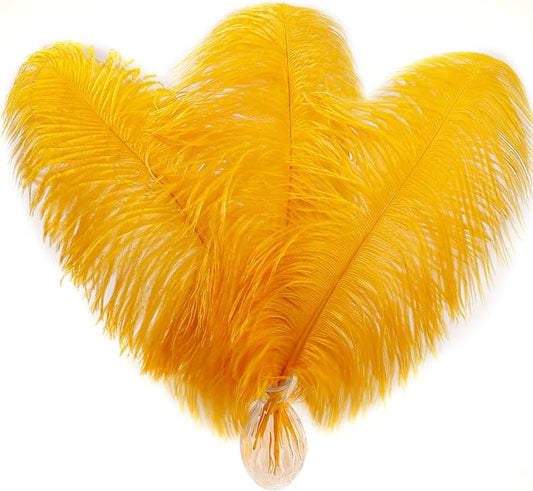 Larryhot Gold Large Ostrich Feathers - 10pcs 16-18 inch Feathers for Vase,Gatsby Wedding Party and Home Decorations(Luxury Gold)