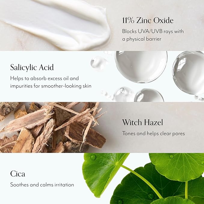 Bliss Block Star Clarifying Daily Mineral Sunscreen Broad Spectrum SPF 30, Blendable Pore Safe Formula for Blemish Prone Skin with Salicylic Acid and Witch Hazel, 1.4 Fl Oz-GlimoraGlow