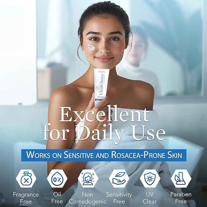 Clear Choice Sunscreen for Face SPF 45, Oil Free Sunblock & Light Moisturizer with Zinc Oxide, Reef-Safe, Broad Spectrum, Water-Resistant, No White Cast, Dermatologist Recommended, 4oz-GlimoraGlow