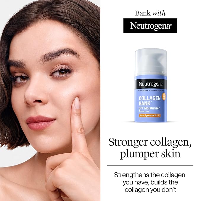 Neutrogena Collagen Bank Face Moisturizer, Broad Spectrum SPF 30 Anti-Aging Face & Neck Collagen Cream, Micro-Peptides, No White Cast 2 fl oz & Trial Size Hydro Boost Facial Cleanser, 0.5oz-GlimoraGlow