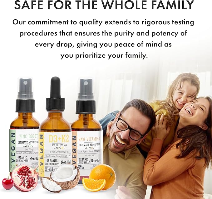 Immunity Support Pack - Raw Vitamin C, D3 & K2 Liquid, Zinc Picolinate - Premium Heart Health Vitamins w/Essential Minerals, Antioxidant Properties, & Cardiovascular Benefits - 180 Days Supply-GlimoraGlow