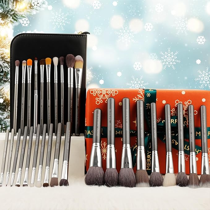 Docolor Professional Makeup Brush Set 29Pcs Makeup Brushes Valentines Day Gifts Premium Goat Synthetic Fiber Foundation Face Powder Blush Concealer Eyeshadows Make Up Brushes with PU Leather Case-GlimoraGlow