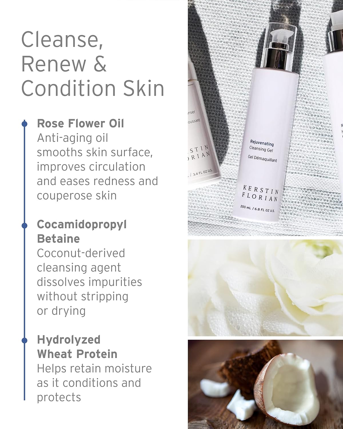 Kerstin Florian Rejuvenating Cleansing Gel | Gentle Face Wash and Makeup Remover for All Skin Types (6.8 fl oz)-GlimoraGlow