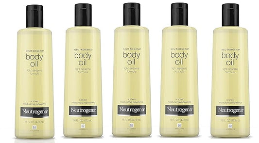 Neutrogena Body Oil Light Sesame Formula, Dry Skin Moisturizer & Hydrating Body Massage Oil, for Radiant & Healthy Looking Glow, Nourishing Bath Oil for Sheer Moisture, 8.5 fl. oz-GlimoraGlow