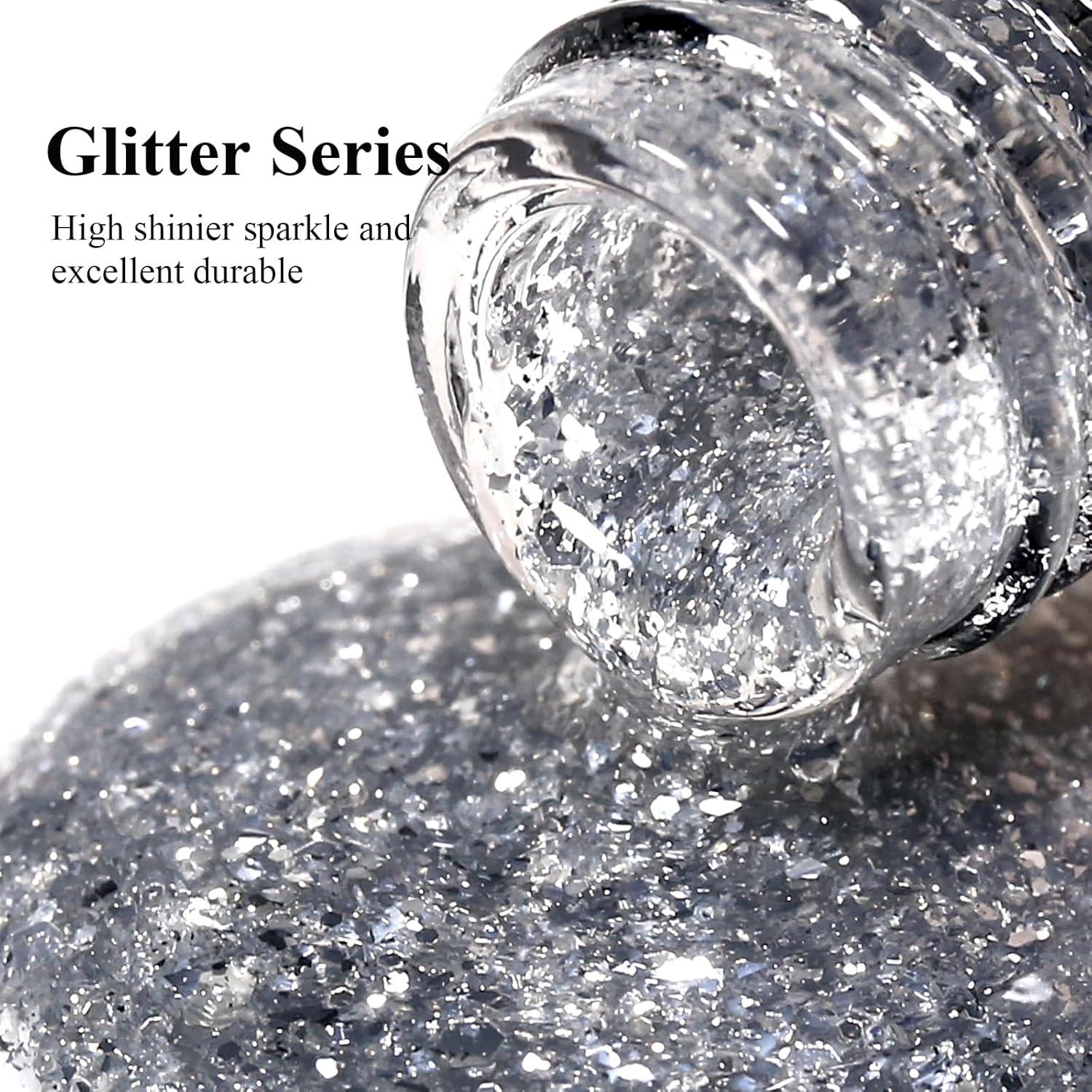 Imtiti Glitter Gel Nail Polish, Silver Glitter Gel Polish Diamond Shimmer Sparkle Soak Off UV LED Autumn Winter Manicure 10ML-GlimoraGlow