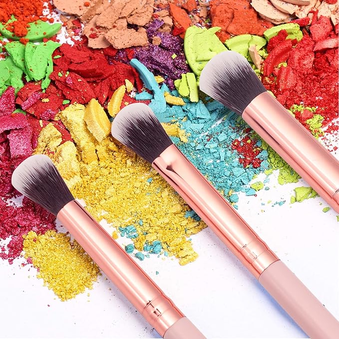 MSQ Eye Makeup Brushes Set with Soft Synthetic Hairs & Real Wood Handle for Eyeshadow, Eyebrow, Eyeliner, Blending (Pink), 12pcs-GlimoraGlow