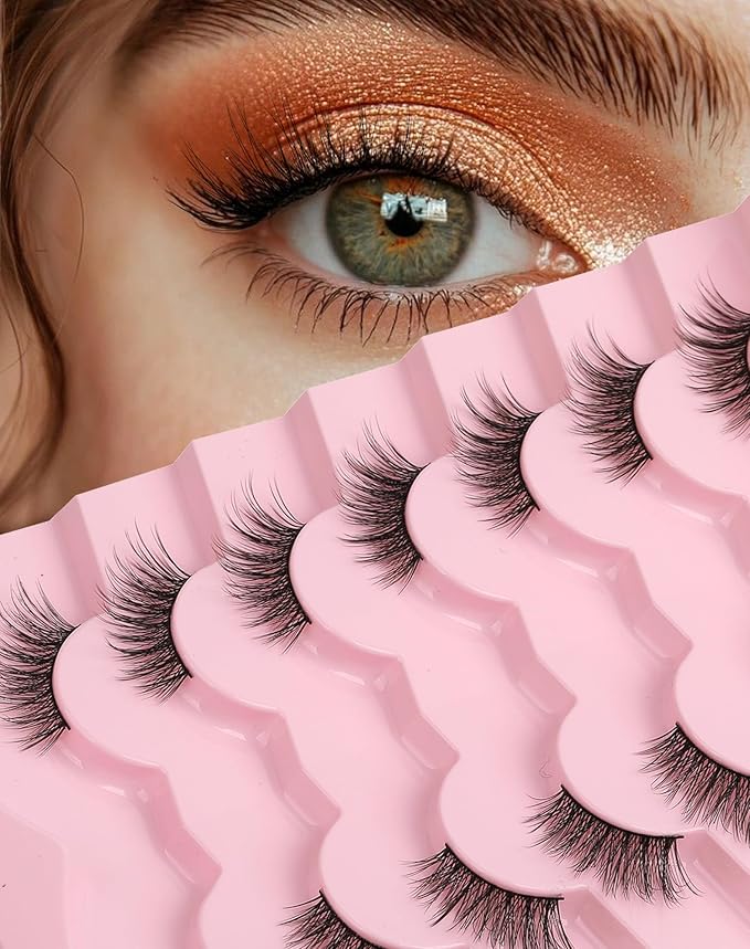 Half Lashes Natural Eyelashes Wispy Lashes Natural Look Cat Eyelashes False Corner Lash Soft Fluffy 3/4 False Eyelash 7 Pairs 14MM D19-GlimoraGlow