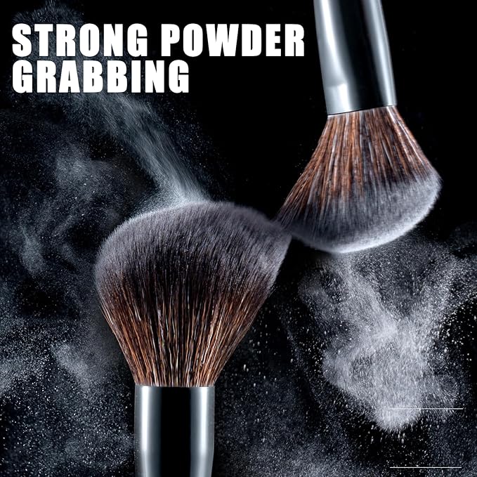 LORYP Black Makeup Brushes Set 21Pcs Powder Blush Foundation Concealer Highlighter Brush Vegan Pro Face and Eye Brush Kit-GlimoraGlow
