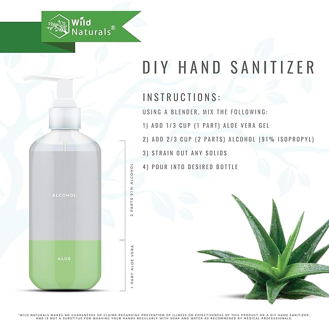 Pure Aloe Vera Gel Hand Cleaner - 100% Aloe Vera Gel Organic with Manuka Honey, Witch Hazel, Peppermint, Oregano, Rosemary, & Cleansing Tea Tree - Organic Waterless Purifying Wash-GlimoraGlow