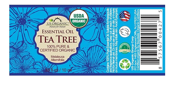 US Organic 100% Pure Tea Tree Essential Oil - USDA Certified Organic, Steam Distilled, Sourced from South Africa, Undiluted, Non-GMO (10 ml (Pack of 1))-GlimoraGlow