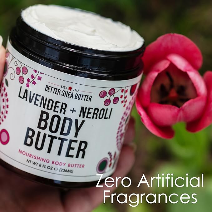 Body Butter for Women LAVENDER NEROLI | Whipped Body Moisturizer with Raw Shea Butter for Dry Skin, Paraben Free, Non-Greasy, No Synthetic Fragrances | 8 oz-GlimoraGlow