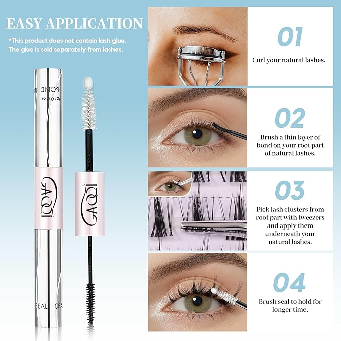 GAQQI Lash Clusters Manga Eyelash Clusters 10-14mm Wet Look Spiky Cluster Lashes 120PCS, Cluster Eyelash Extensions C Curl, Invisible Band Ultra-thin & Soft Clear Band False Lashes (HEROINE)-GlimoraGlow