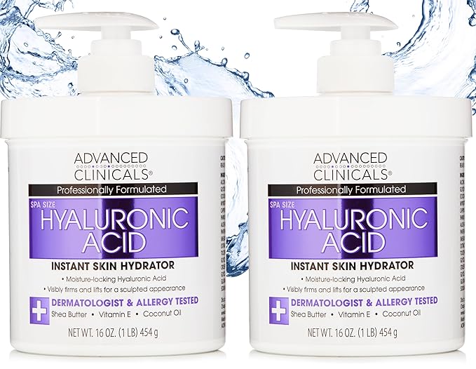Advanced Clinicals Hyaluronic Acid Body Lotion & Face Moisturizer W/Vitamin E | Hydrating Dry Skin Firming Lotion Minimizes Look Of Wrinkles, Stretch Marks, & Crepey Skin | Skin Care Products, 2pc-GlimoraGlow