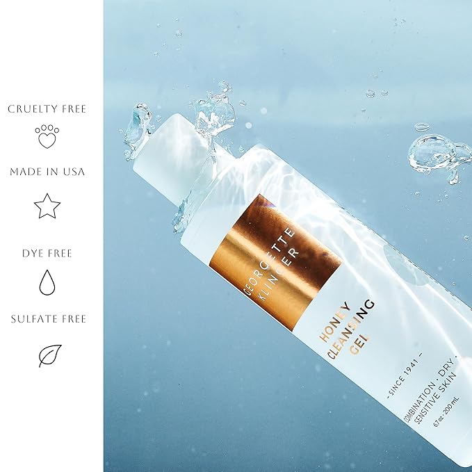 Georgette Klinger Honey Cleansing Gel - Gentle, Hydrating Cleanser, Daily Face Wash, Removes Dirt, Free Radicals with Moisturizing Manuka, Honeysuckle for Normal, Dry, Sensitive Skin - 6.7-GlimoraGlow