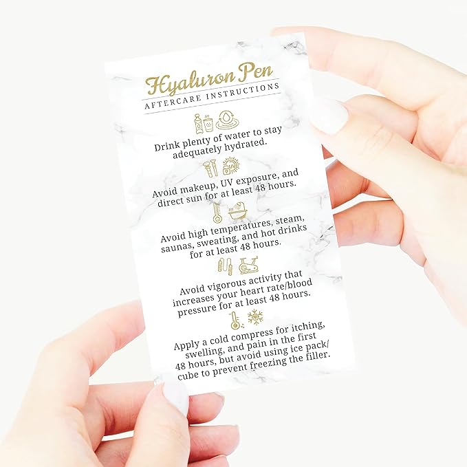 100 Pack - Premium Hyaluron Pen Lip Filler Aftercare Instructions Card 2 x 3.5" Accessories Supplies Kit Care - HP22A100_N-GlimoraGlow