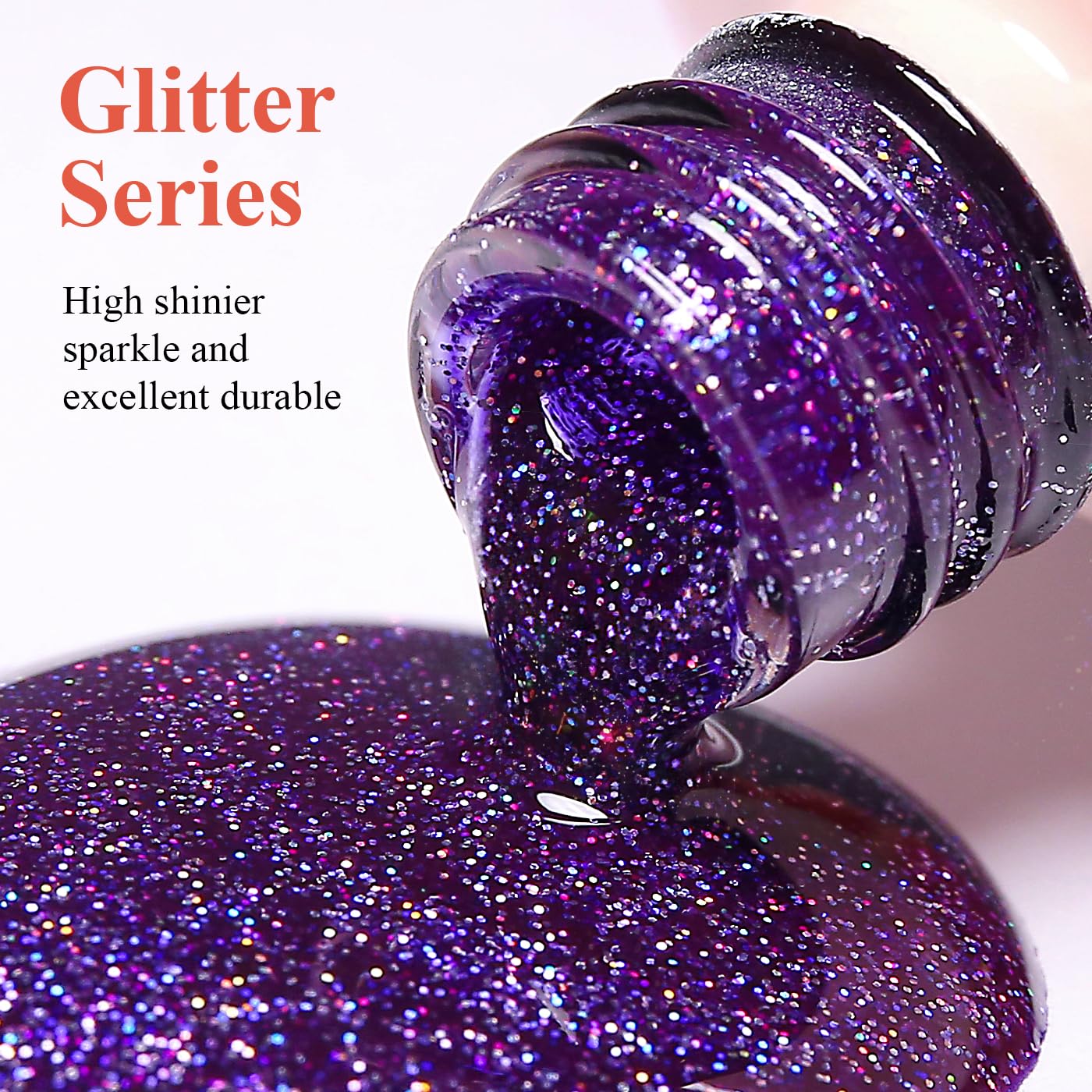 Imtiti Glitter Gel Nail Polish, Purple Iridescent Glitter Nail Gel Polish Diamond Shimmer Sparkle Soak Off UV LED Spring Summer Manicure 10ML-GlimoraGlow