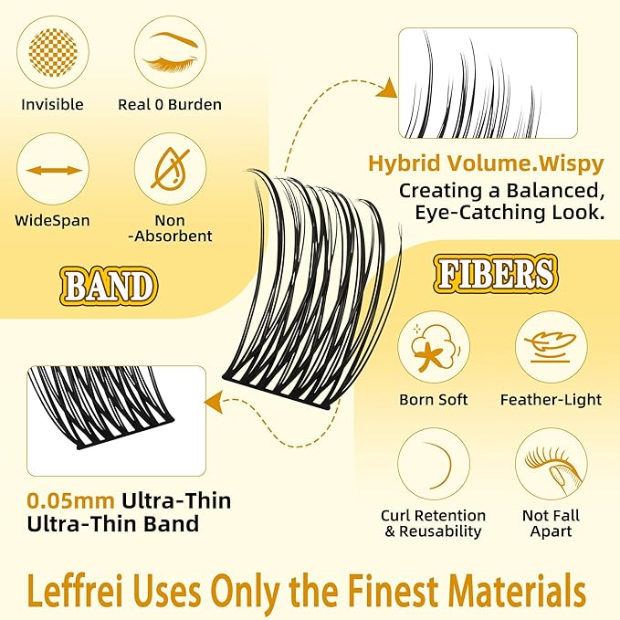 Eyelash Clusters 10-18mm Wispy Lash Clusters D Curl DIY Cluster Lash Extension Kit Individual Lashes Kit With Bond & Seal, Glue Remover, Tweezers(LF05 Lashes Set)-GlimoraGlow