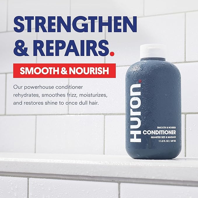 Huron Men’s Conditioner - Lightweight, Hydrating Conditioner - Eliminates Frizzy Hair, Moisturizes, & Restores Shine - Clean & Invigorating Scent - 100% Vegan Ingredients & Cruelty-Free - 11.8 Fl Oz-GlimoraGlow