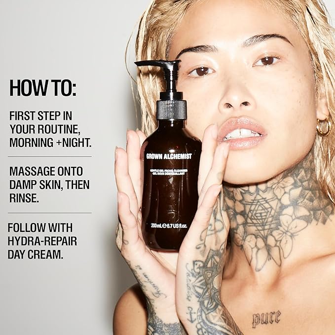 Grown Alchemist Gentle Gel Facial Cleanser (200ml) Natural Face Wash. Hydrating Bergamot & Rosebud Exfoliating with Willow Bark, a Salicylic Acid Alternative.-GlimoraGlow