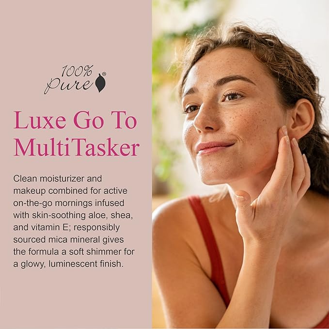 100% PURE BB Cream Shade 30 Radiance Full Face Coverage Skin Care & Glow - All-In-One Primer Concealer & Foundation Makeup - Shimmery, Dewy Youth Tan Color w/Warm Golden Undertone - Vegan - 1 Fl Oz-GlimoraGlow