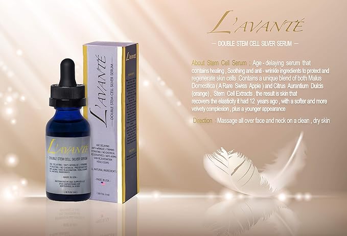Double Stem Cell Silver Serum - Anti-aging, Anti-wrinkle and Skin Rejuvenation Treatment for Face and Neck, Scar and Acne Treatment, Moisturizer, Skin Hydration-GlimoraGlow