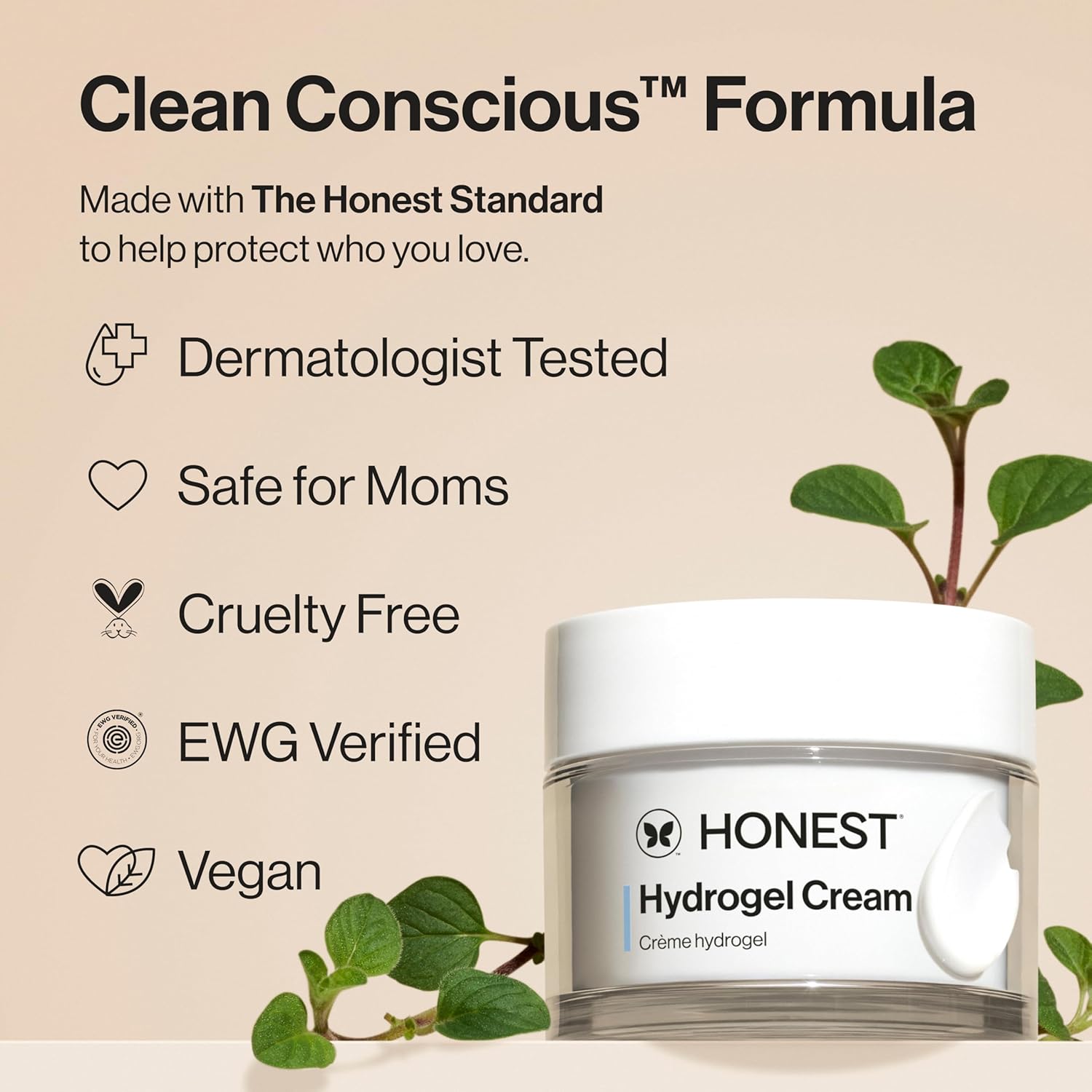 Honest Beauty Mini Hydrogel Cream with Hyaluronic Acid | Lightweight, Moisturizing Water Cream | Gentle for Sensitive Skin, Fragrance Free, Vegan | Travel Size, .57 fl oz-GlimoraGlow