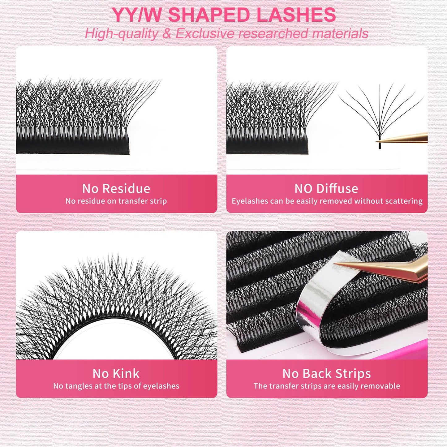 W Lash Extensions Supplies 8D Eyelash Extensions W Shape 0.07mm Thickness D Curl 12mm Premade Fans Easy Fan Lashes Volume Matte Black 12 Rows Crisscross Eye Lashes(W-8D-0.07-D,12mm)-GlimoraGlow
