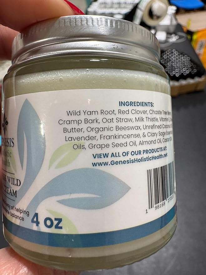 Genesis Wild Yam Root Cream, Organic Balancing Cream for Women, Deep Nourishment and Hydration, Made with Wild Yam Root, Chaste Tree Berry, and Red Clover, 4oz-GlimoraGlow