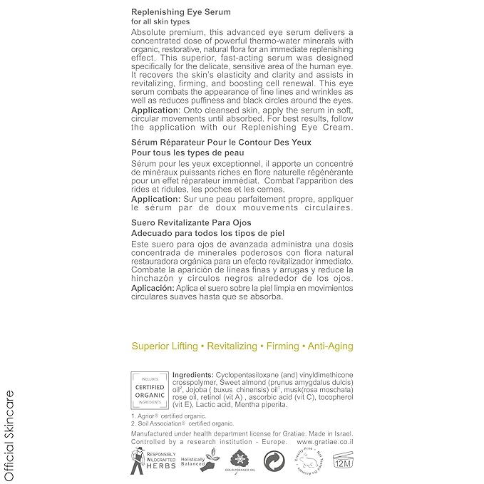 Gratiae Organics Replenishing Eye Serum, 1.02 Ounce-GlimoraGlow