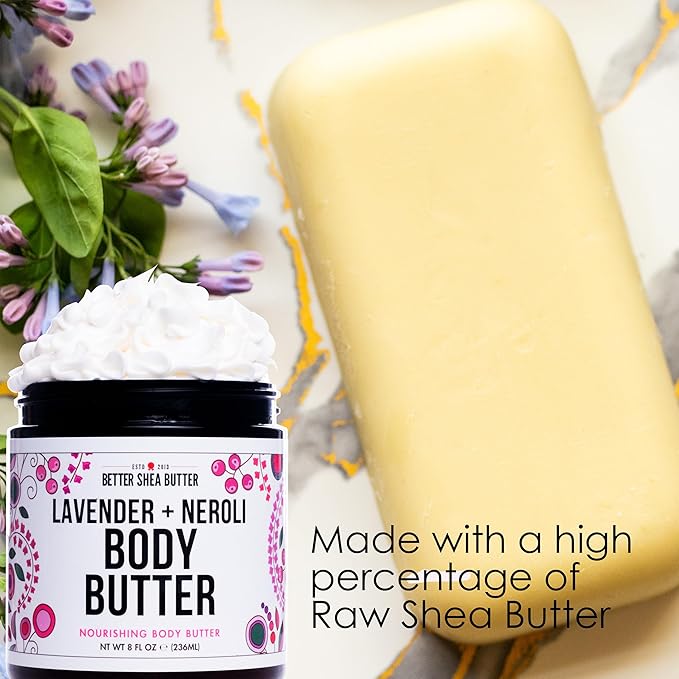 Body Butter for Women LAVENDER NEROLI | Whipped Body Moisturizer with Raw Shea Butter for Dry Skin, Paraben Free, Non-Greasy, No Synthetic Fragrances | 8 oz-GlimoraGlow