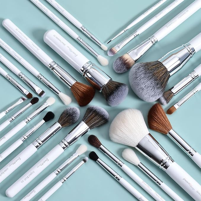 Professional Makeup Artist Brushes Set 26Pcs Real Natural Goat Hair Labeled White Makeup Brush Set with Foundation Powder blush concealer blending eyeshadow contour make up brushes set-GlimoraGlow