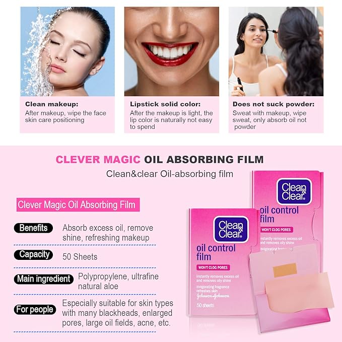 Oil Control Film Replacment for Clean & Clear Oil-absorbing Sheets,3 Pack (Grapefruit Fragrance) Oil Blotting Sheets For Face,Makeup Friendly High-performance Handy Face Blotting Paper for Oily Skin-GlimoraGlow