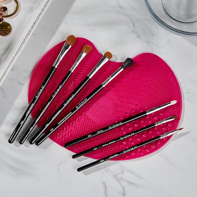 Sigma Beauty Basic Eye Makeup Brush Set – Classic Eye Makeup Brushes with Premium Fibers and Sleek, Durable Handles for Eyeliner, Eyeshadow, & Eyebrows, Includes 7 Black Makeup Brushes-GlimoraGlow