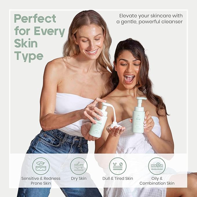 KIREI Foam Cleanser - Gentle Face Wash for Women with Aloe Vera & Cucumber Extract, Hydrating & Soothing, Dermatologically Tested, Suitable for Sensitive Skin, Paraben-Free-GlimoraGlow