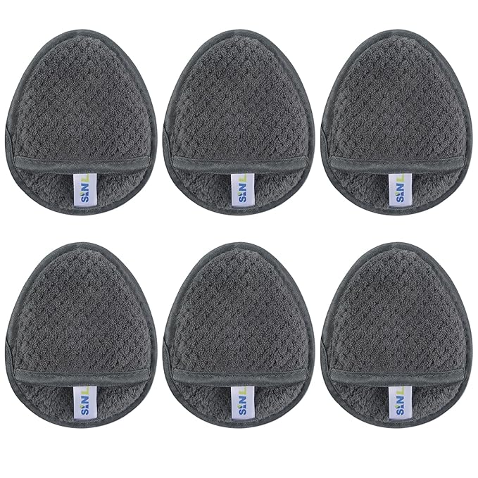SINLAND Reusable Makeup Remover Pads For Face,Eye,Lips Microfiber Gentle Facial Cleansing Cloths for All Skin Types Friendly for Makeup Remover With Laundry Bag 5.1inchx3.93inch Gray Pack of 6-GlimoraGlow